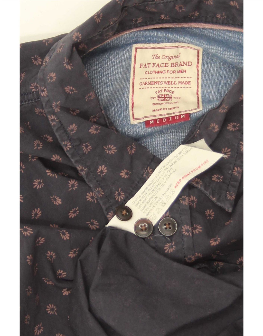 Ανδρικό πουκάμισο Fat Face Medium Navy Blue Floral Βαμβακερό