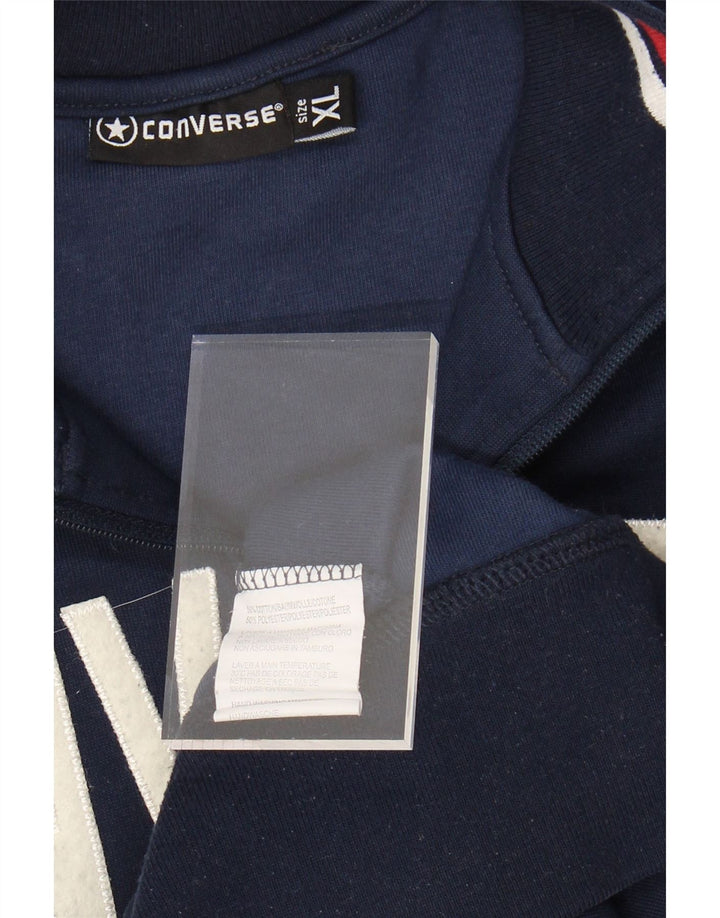 CONVERSE Mens Graphic Tracksuit Top Jacket XL Navy Blue Cotton