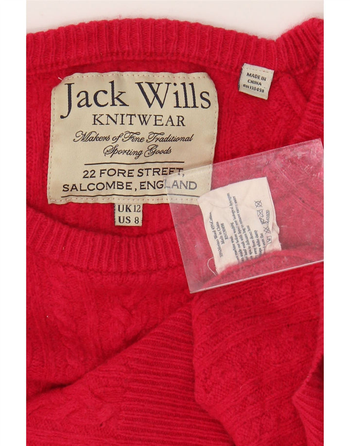 JACK WILLS Γυναικείο Crop Boat Neck Jumper πουλόβερ UK 12 Medium Pink