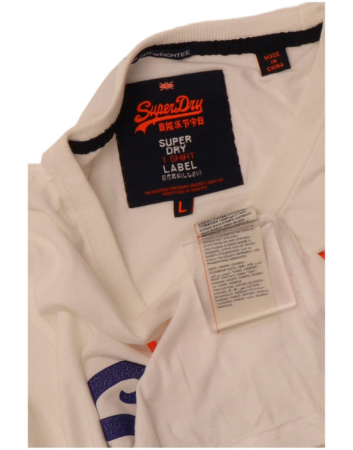 Ανδρικό γραφικό μπλουζάκι SUPERDRY Top μεγάλο λευκό βαμβακερό