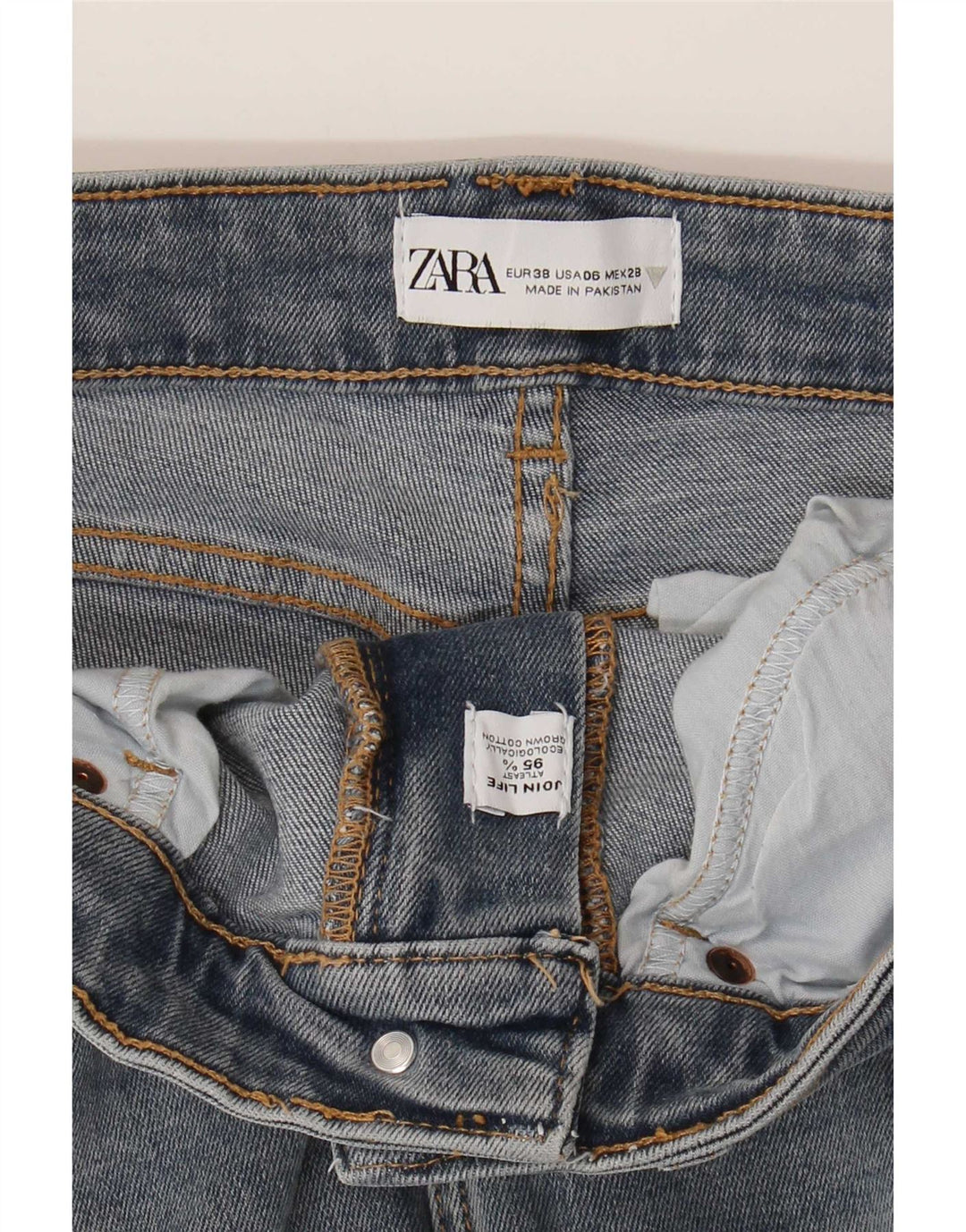 Zara Γυναικεία Crop Bootcut Jeans EU 38 Small W28 L26 Blue Cotton