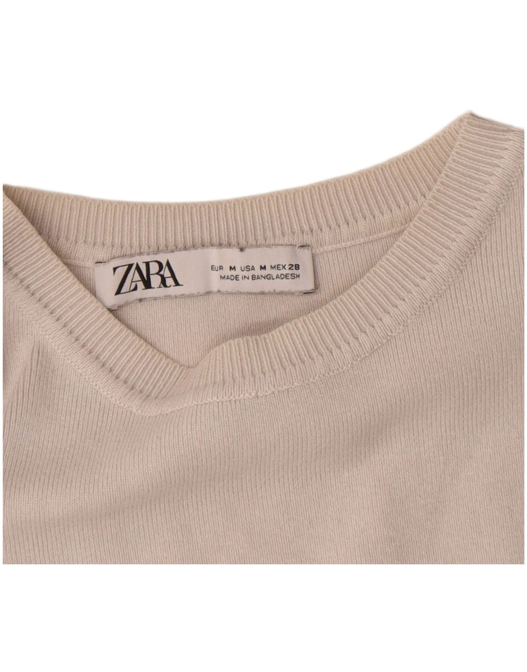 Zara Γυναικείο Crop Vest Top UK 12 Medium Off White