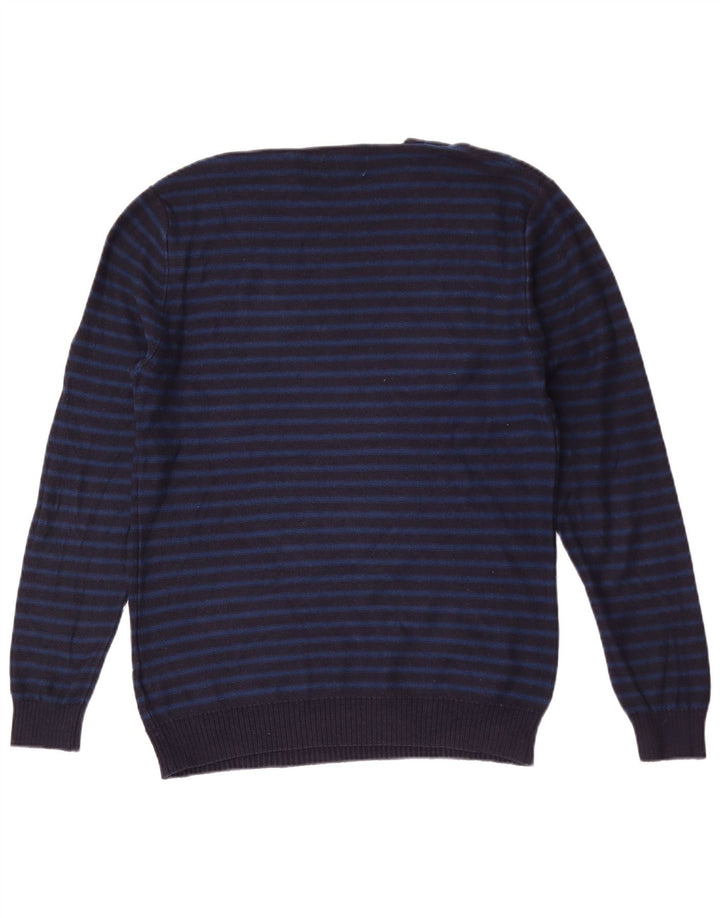 Jack Wills Ανδρικό πουλόβερ με λαιμόκοψη, μεσαίο μπλε ναυτικό, βαμβακερό ριγέ