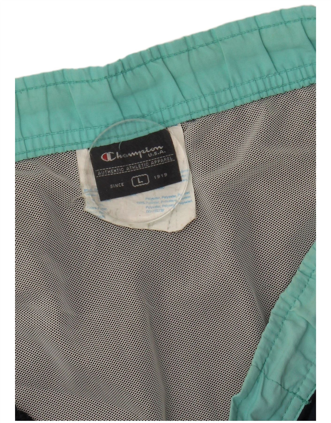 Champion Mens Graphic Swimming Shorts Large Navy Blue Colourblock Polyamide