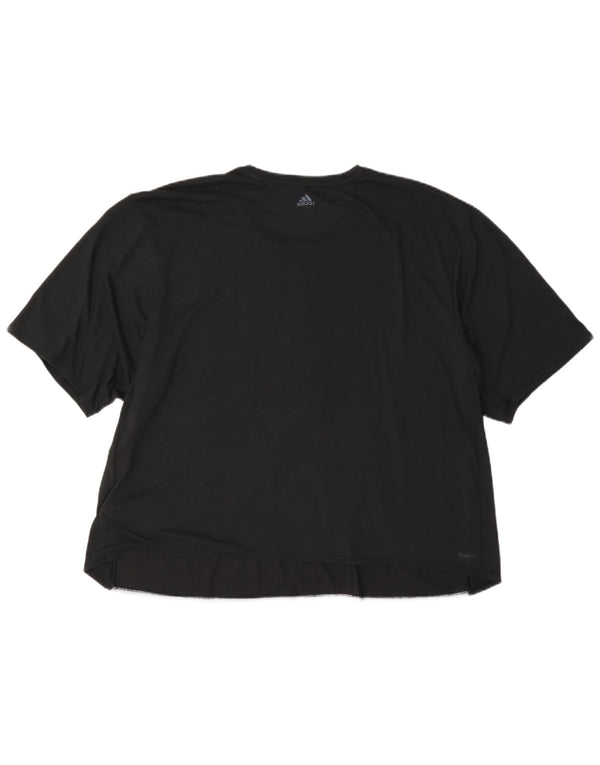 Γυναικείο γραφικό μπλουζάκι Adidas Climalite Top UK 24/26 2XL Black Colourblock