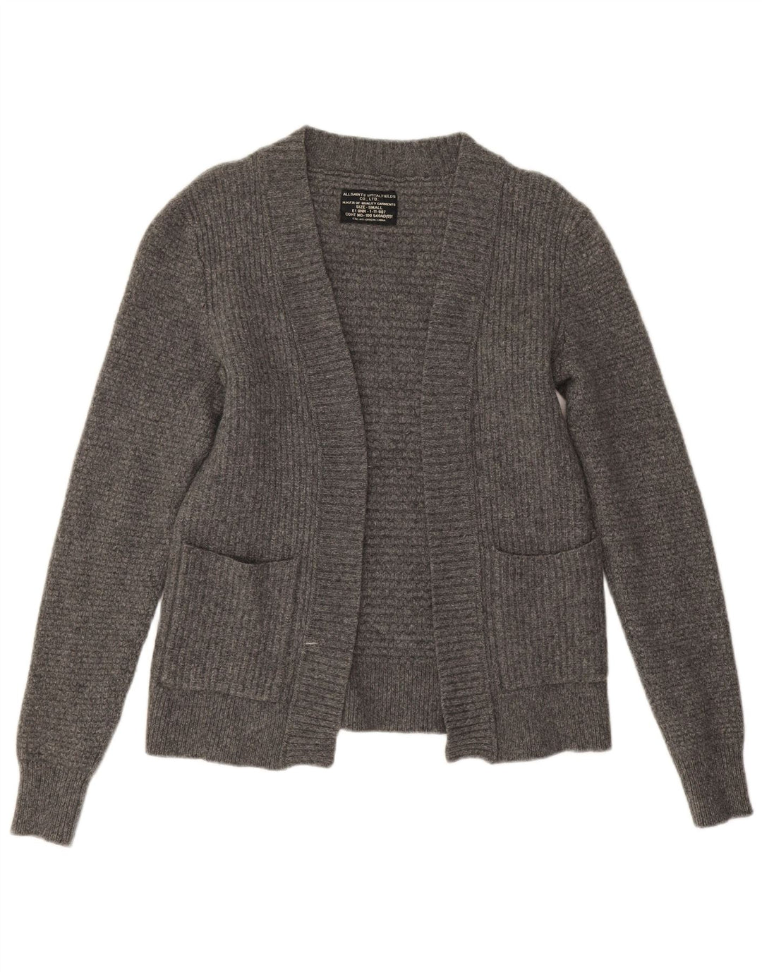 All Saints Γυναικεία ανοιχτή ζακέτα UK 10 Small Grey Lambswool