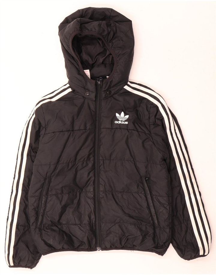 Adidas Girls Hooded Jacket 9-10 Years Μαύρο Πολυεστέρας