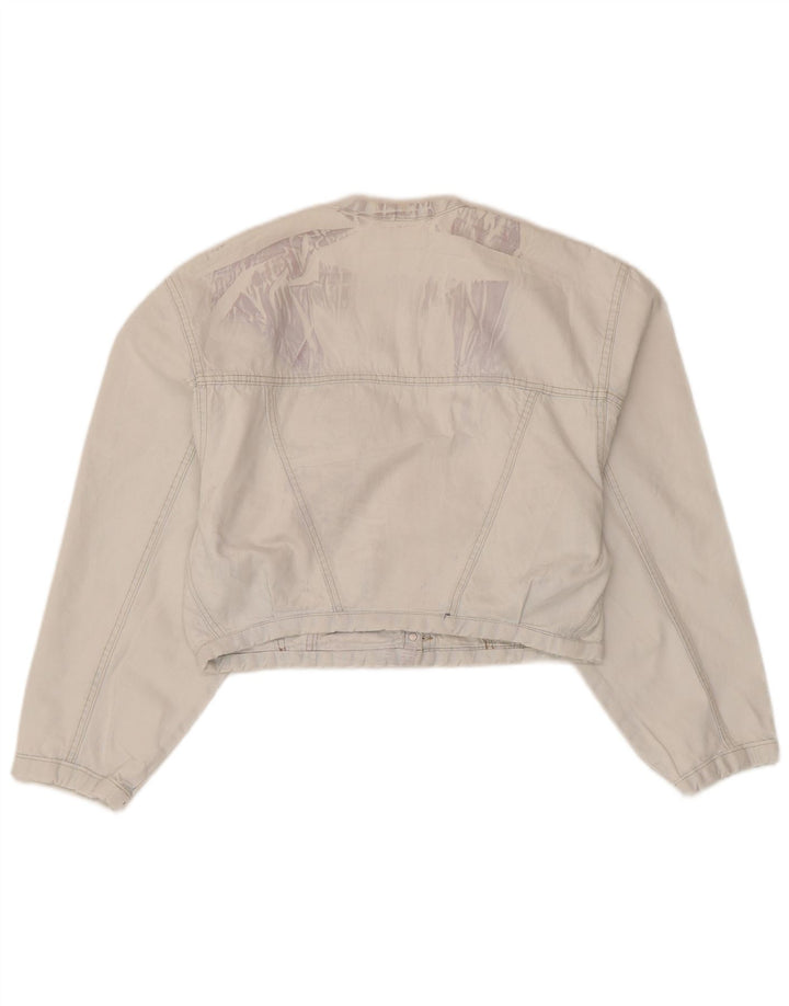 Kenny S Γυναικείο Crop Oversized Τζιν μπουφάν UK 10 Small White Cotton