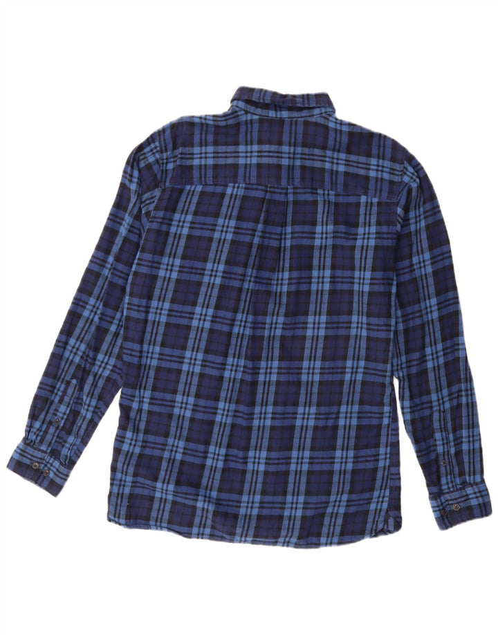 JACK & JONES Ανδρικό φανελένιο πουκάμισο μεσαίο μπλε ναυτικό καρό βαμβακερό