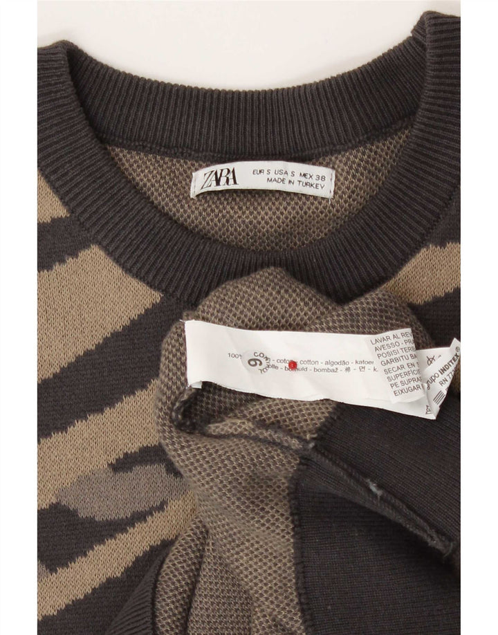 Ανδρικό φούτερ Zara Jumper Μικρό καφέ ριγέ βαμβακερό
