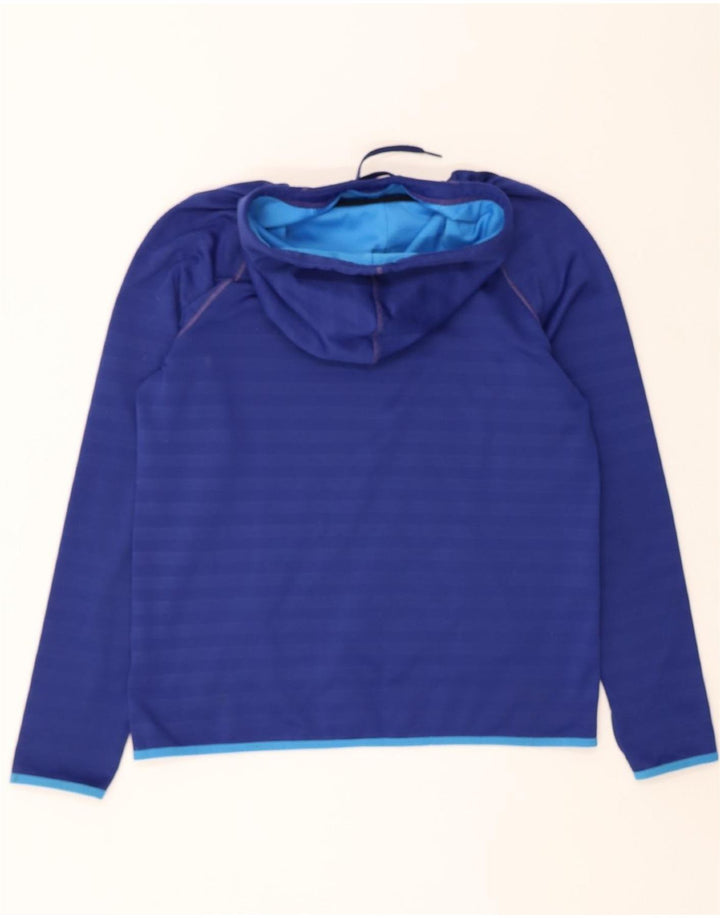 NIKE Womens Graphic Hoodie Jumper UK 14 Medium Blue Striped Polyester Vintage Nike and Second-Hand Nike from Messina Hembry 