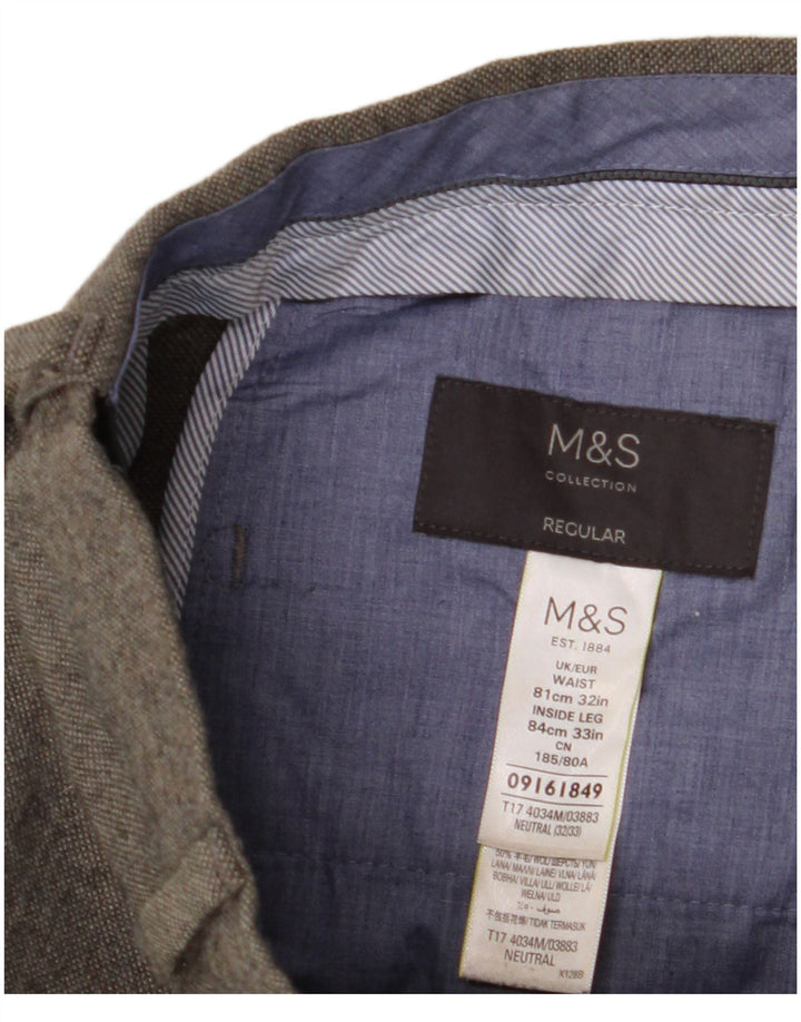 Marks & Spencer Ανδρικό ίσιο παντελόνι W32 L33 Γκρι Πολυεστέρας