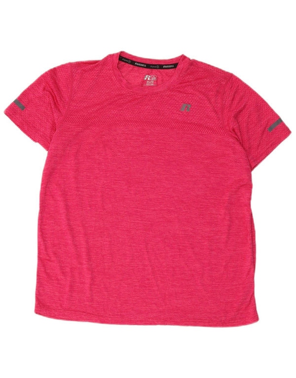 Russell Athletic Boys Dri-Power T-shirt Top 14-15 Years XL Pink Flecked