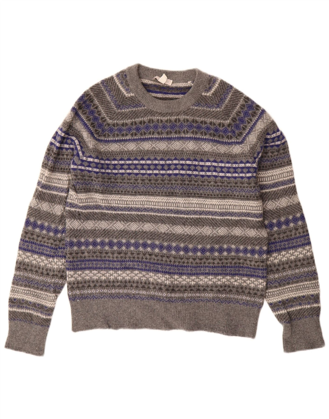 Gap Γυναικείο πουλόβερ με λαιμόκοψη UK 14 Medium Grey Fair Isle Wool