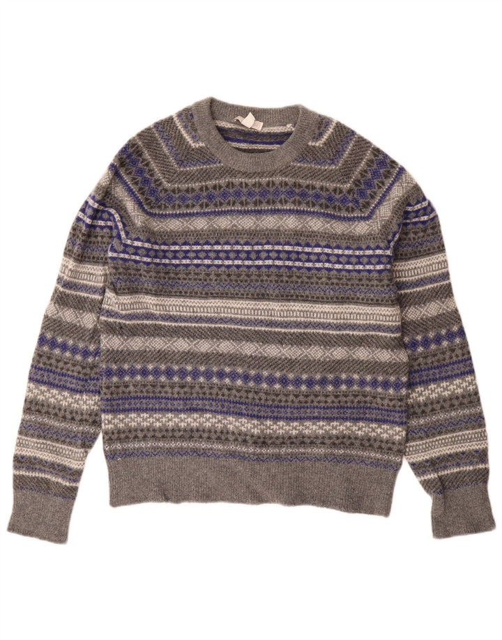 Gap Γυναικείο πουλόβερ με λαιμόκοψη UK 14 Medium Grey Fair Isle Wool