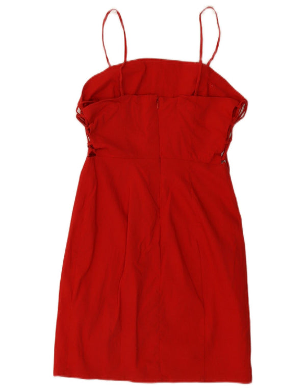 Zara Γυναικείο Αμάνικο Φόρεμα UK 8 Κόκκινο Βαμβακερό
