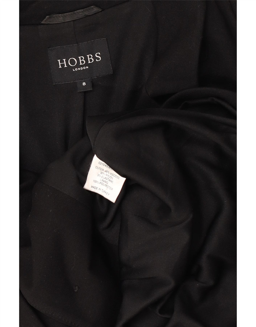 Hobbs Γυναικείο μπουφάν blazer UK 8 μικρών κουμπιών μαύρη βισκόζη