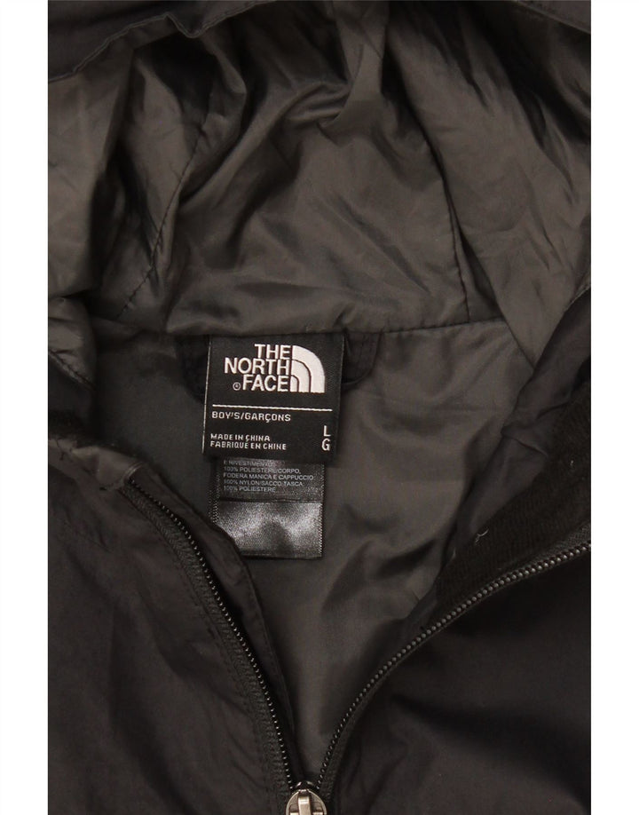 THE NORTH FACE Boys Hooded Rain Jacket 11-12 Years Large Black Polyester