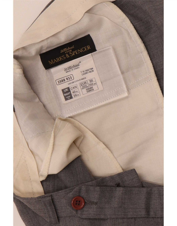 Ανδρικό ίσιο παντελόνι Marks & Spencer W40 L29 Γκρι μαλλί
