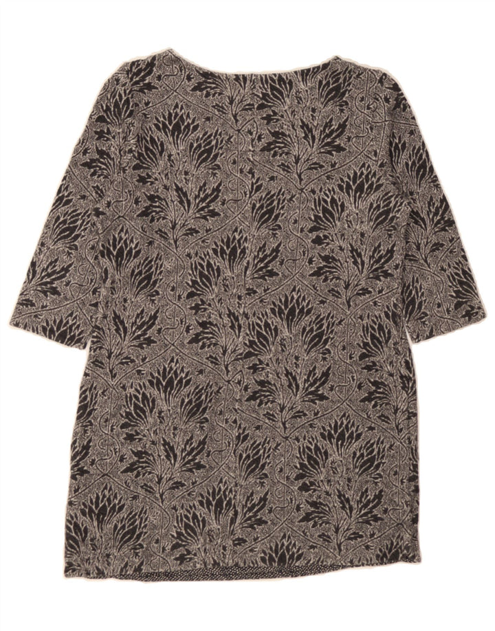 WHITE STUFF Womens 3/4 Sleeve Basic Dress UK 12 Medium Grey Floral Cotton Vintage White Stuff and Second-Hand White Stuff from Messina Hembry 