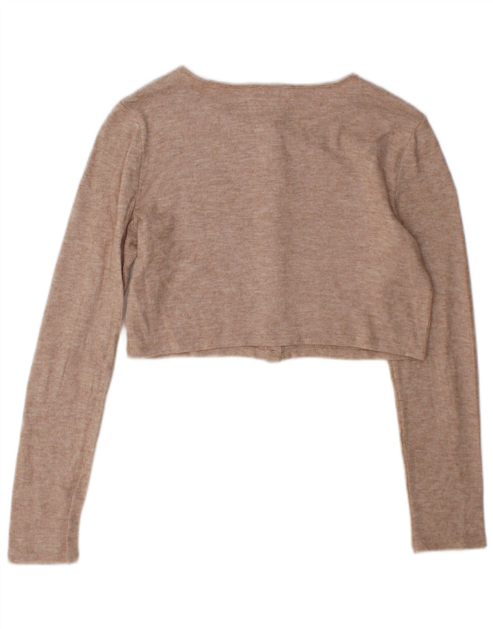 Zara Γυναικεία Ζακέτα Crop UK 14 Medium Beige Viscose