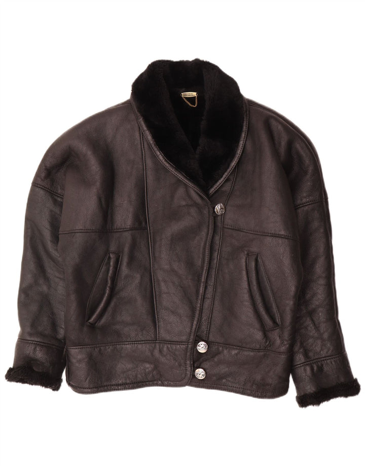 VINTAGE Γυναικείο Shearling Jacket UK 18 XL Black Shearling