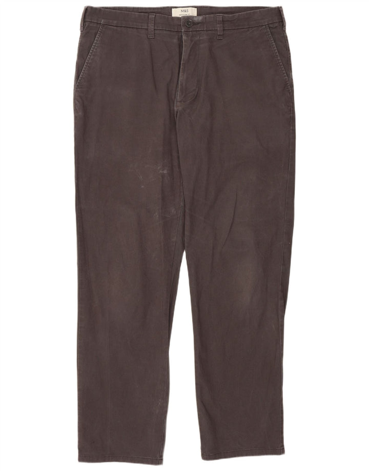 Marks & Spencer Ανδρικό ίσιο παντελόνι Chino με κανονική εφαρμογή W36 L31 Γκρι