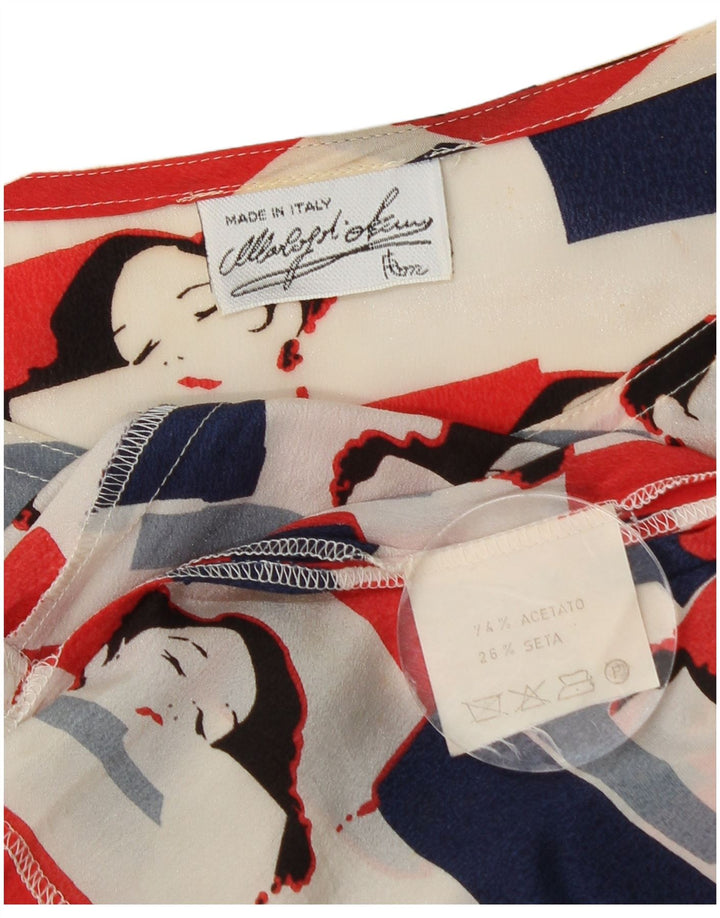 VINTAGE Γυναικεία Γραφική Μπλούζα Τοπ UK 18 XL Πολύχρωμη Acetate