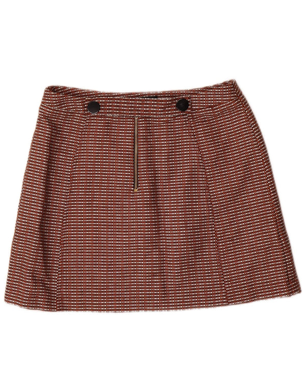 TOPSHOP Γυναικεία Μίνι Φούστα UK 12 Medium W28 Καφέ βαμβακερό Gingham