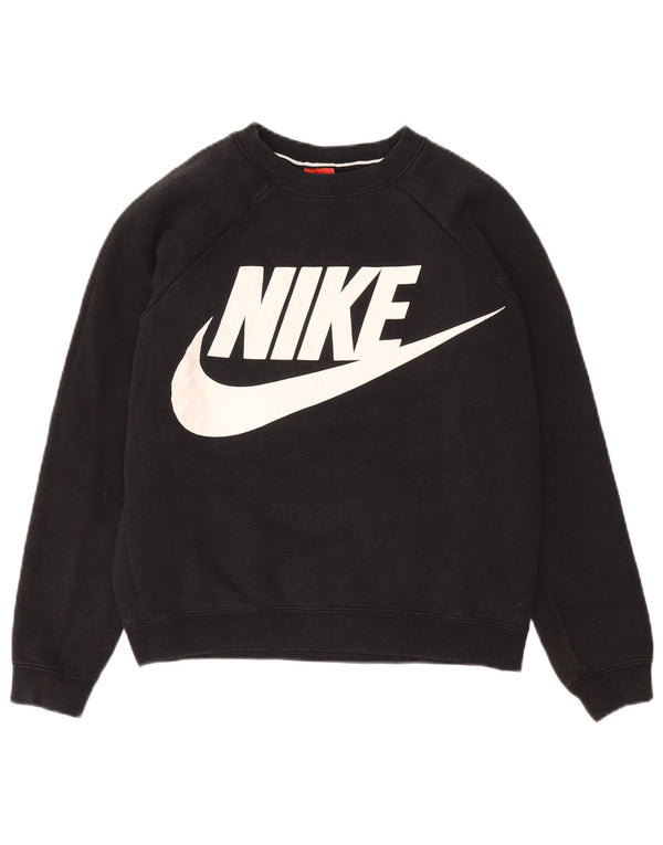 Γυναικεία NIKE Crop Oversized γραφική φούτερ Jumper UK 10 Small Black