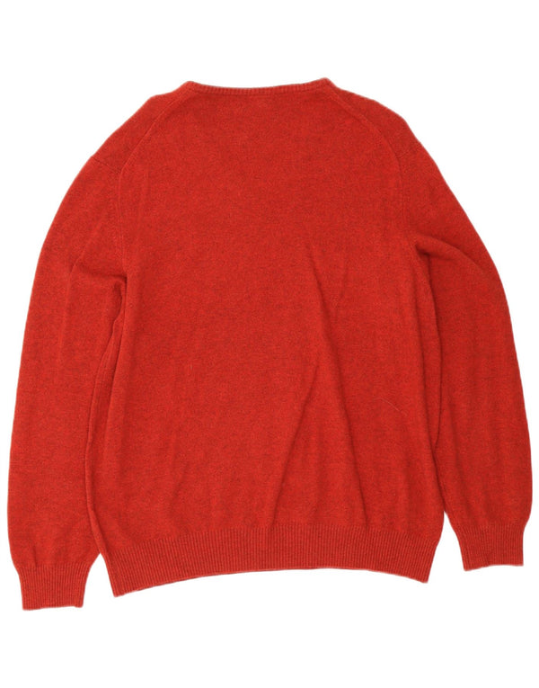 Ανδρικό πουλόβερ Massimo Dutti με V λαιμόκοψη 2XL κόκκινο κασμίρ