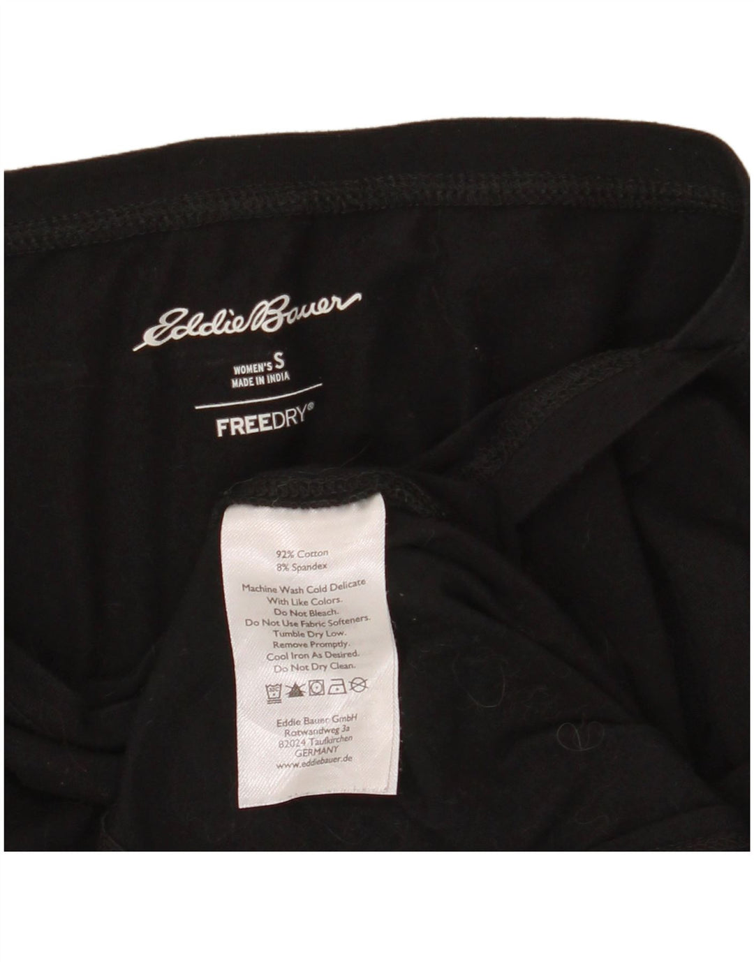 Eddie Bauer Γυναικείο υπερμεγέθη μακρυμάνικο UK 10 μικρό βαμβακερό μαύρο