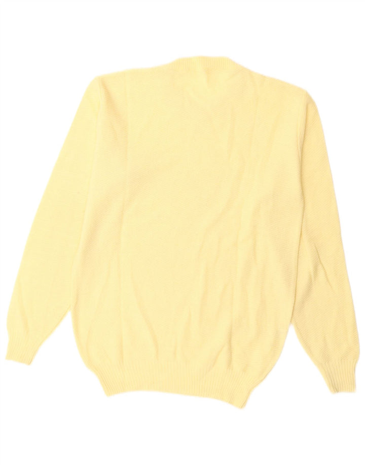 Γυναικείο πουλόβερ με λαιμόκοψη VINTAGE UK 14 Medium Yellow Wool