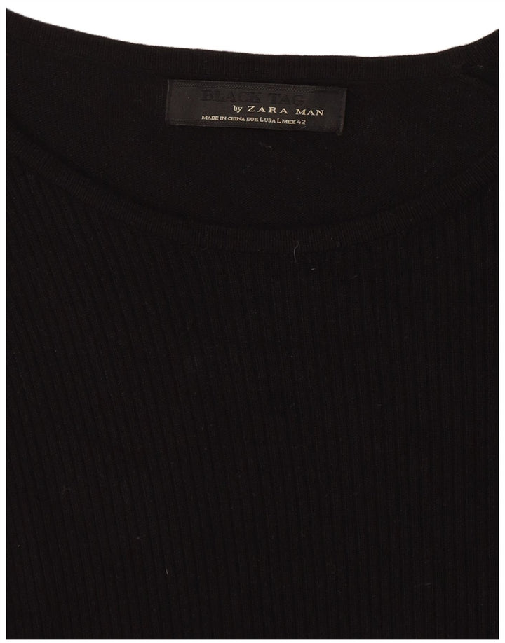 Ανδρικό πουλόβερ Zara Boat Neck Jumper Μεγάλο Μαύρο