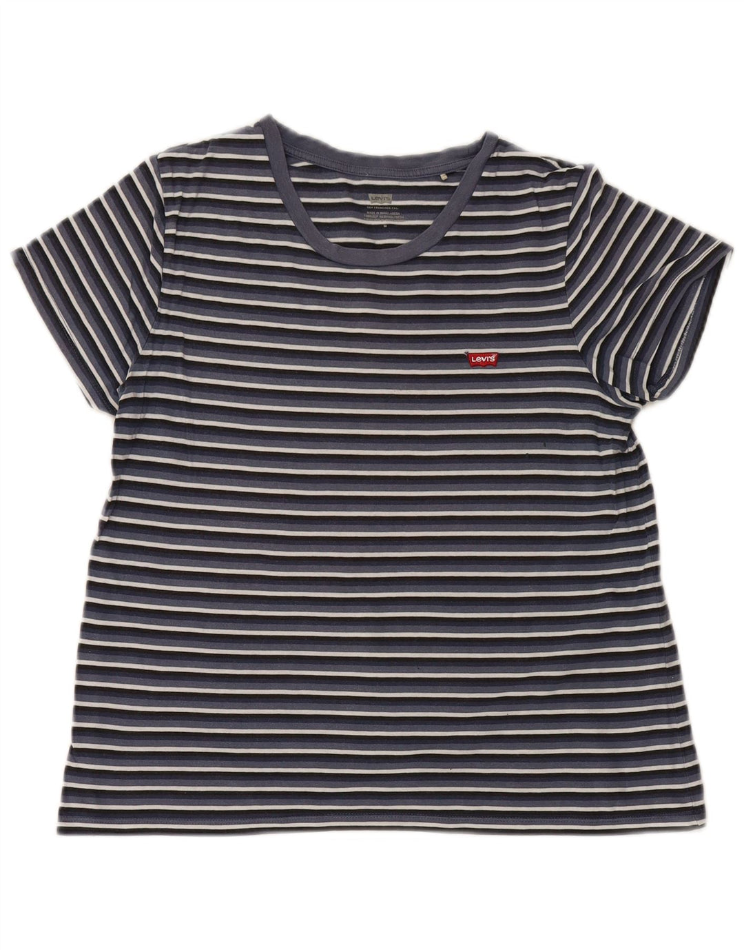Γυναικείο T-Shirt Levi's Top UK 12 Medium Navy Blue ριγέ