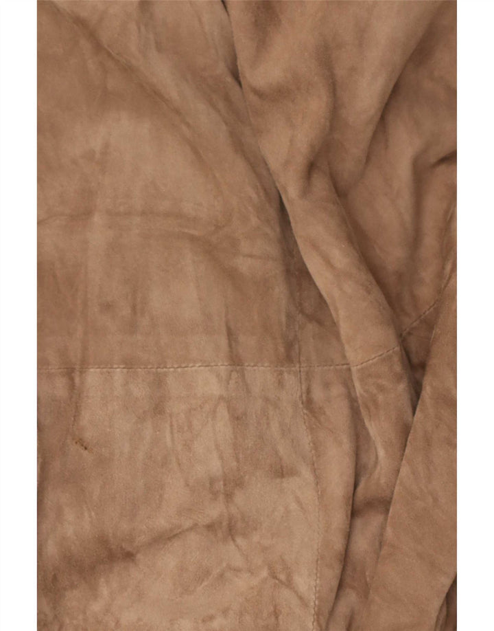 Vintage γυναικείο σουέτ πανωφόρι UK 14 Medium Beige Leather