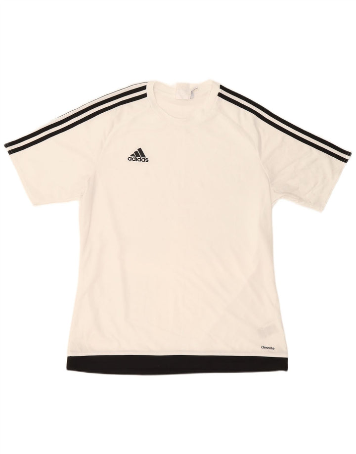 Ανδρικό T-Shirt Climalite ADIDAS Top Large White Colourblock Πολυεστέρας