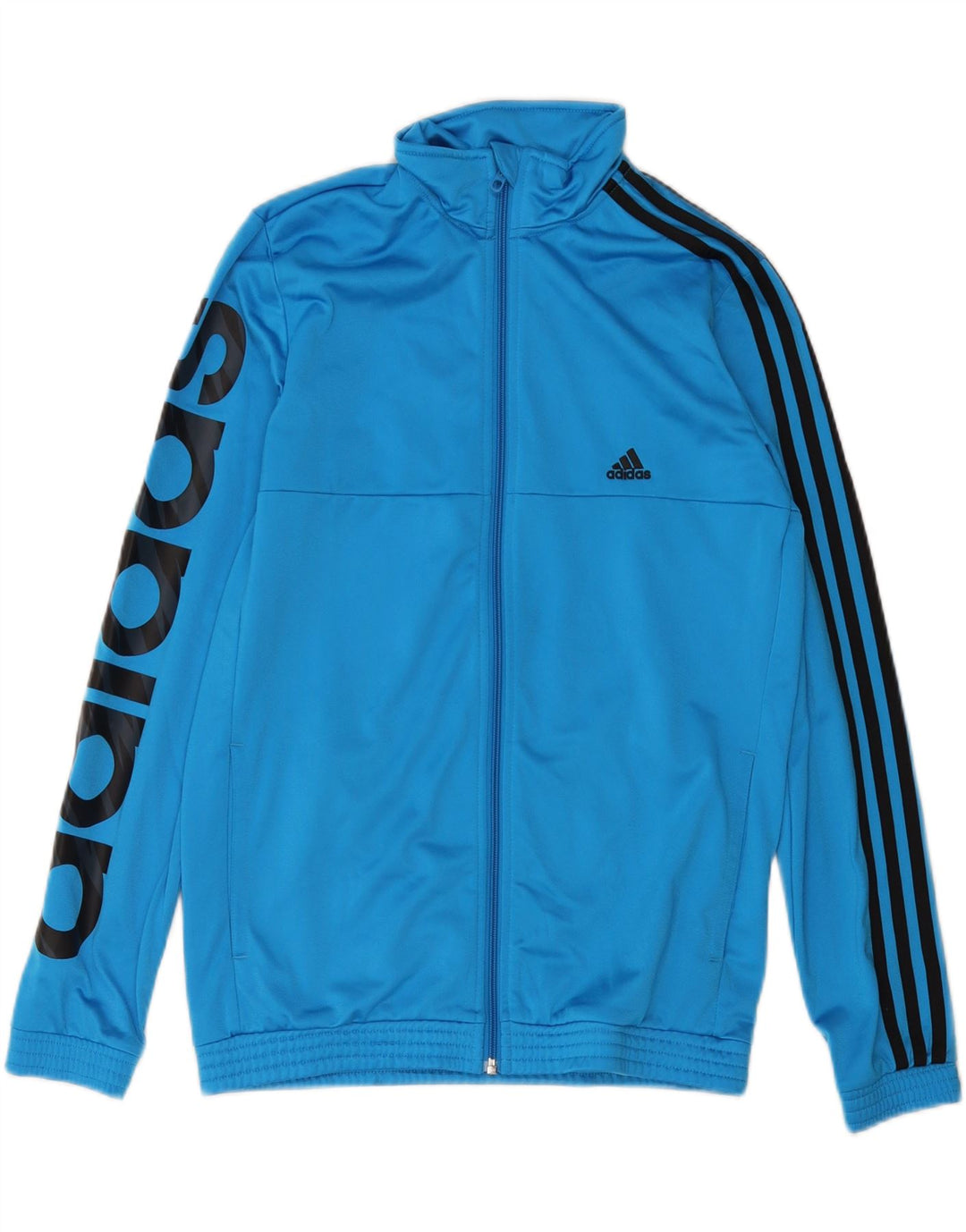Ανδρική φόρμα γυμναστικής ADIDAS, γραφικό, μπουφάν από μικρό μπλε πολυεστέρα