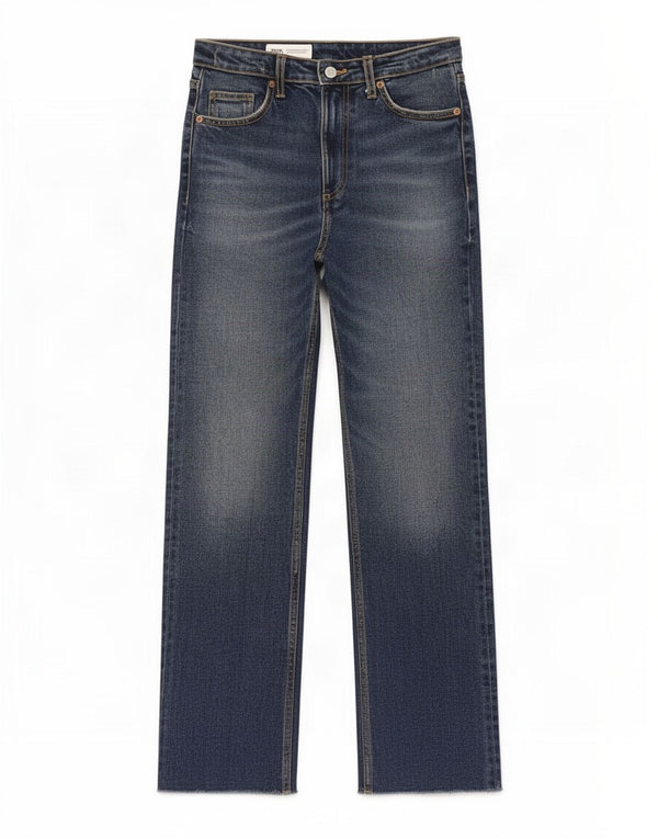 Zara γυναικείο ψηλό ίσιο τζιν EU 38 Small W28 L26 Μπλε βαμβακερό