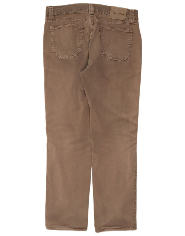 Jeckerson Mens Straight Casual Trousers W32 L28 Grey Cotton