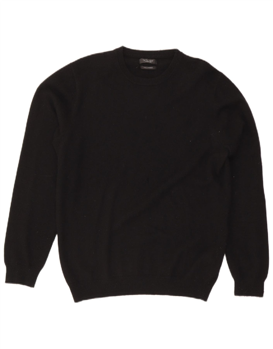 Ανδρικό πουλόβερ Zara Crew Neck Jumper Μεγάλο μαύρο κασμίρ