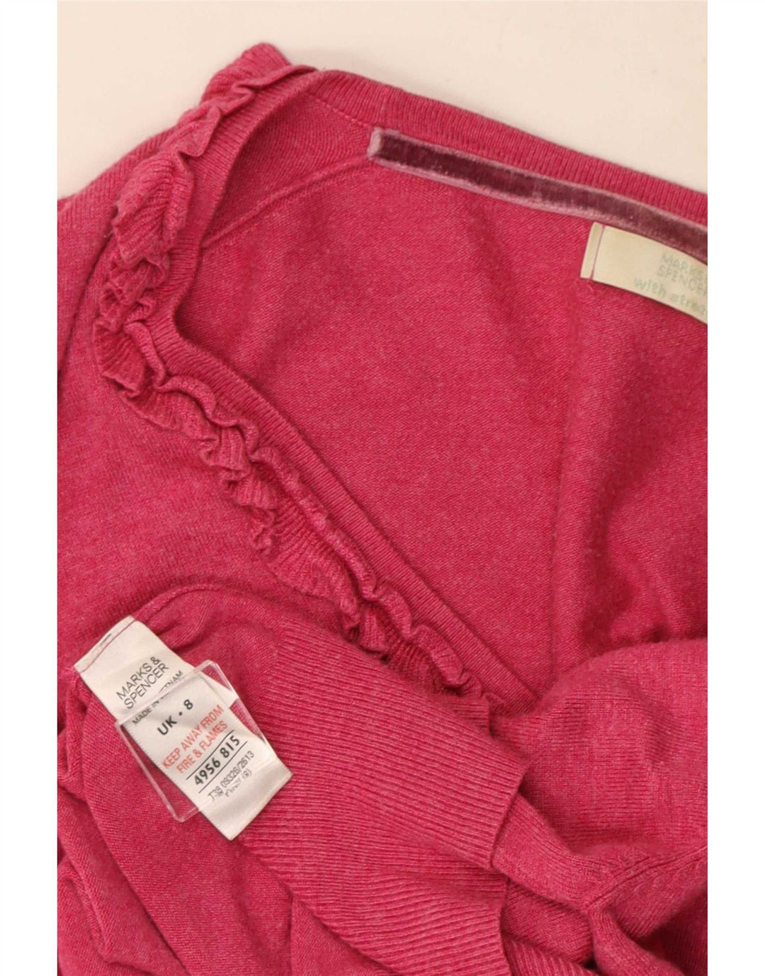 Marks & Spencer Γυναικείο Crop Ruffle Ζακέτα μπροστά UK 8 Small Pink