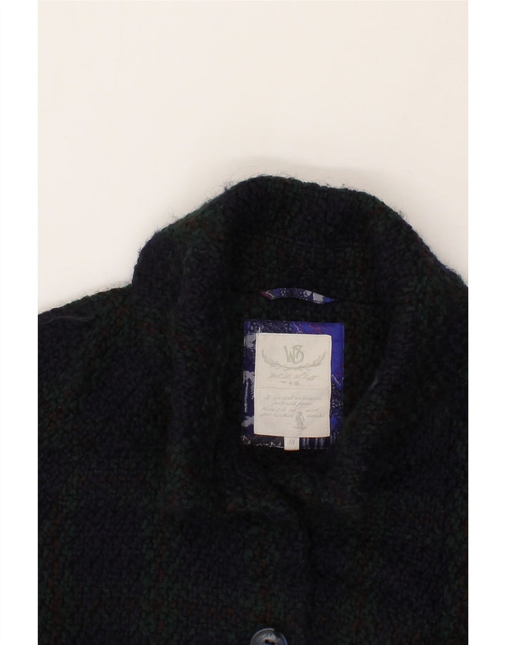 WHITE STUFF Womens Overcoat UK 10 Small  Navy Blue Check Wool Vintage White Stuff and Second-Hand White Stuff from Messina Hembry 