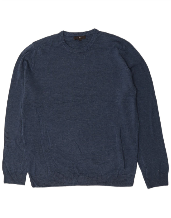 Ανδρικό πουλόβερ Marks & Spencer Crew Neck Jumper XL Navy Blue Acrylic