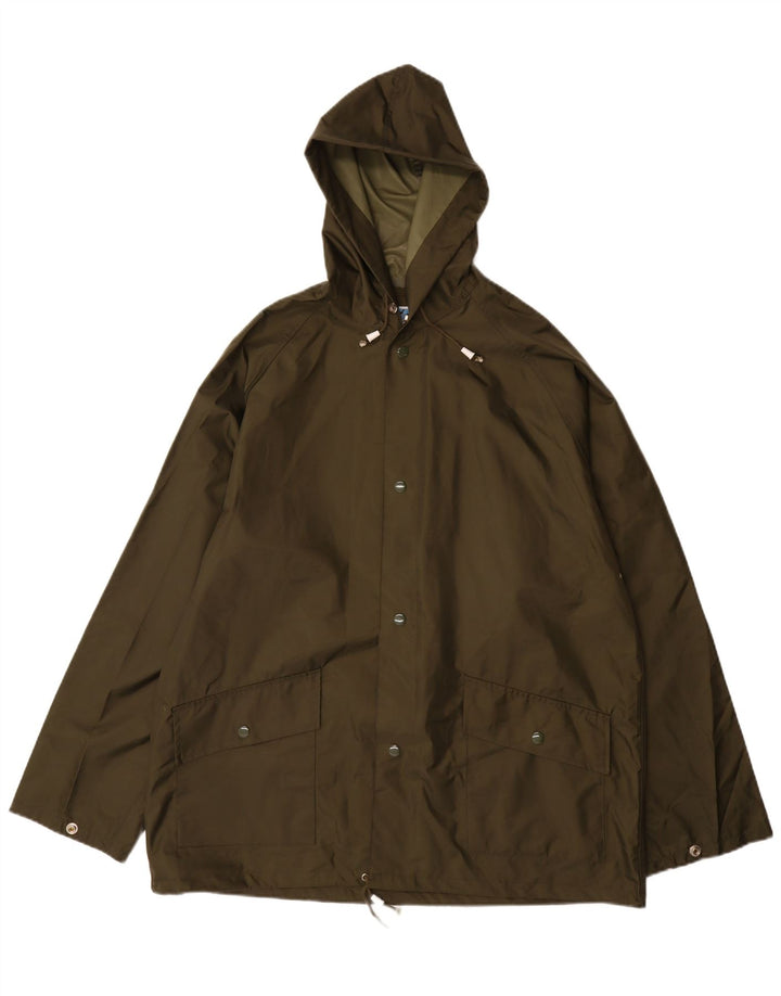 Vintage Ανδρικό μπουφάν βροχής με κουκούλα IT 52 XL Khaki Nylon