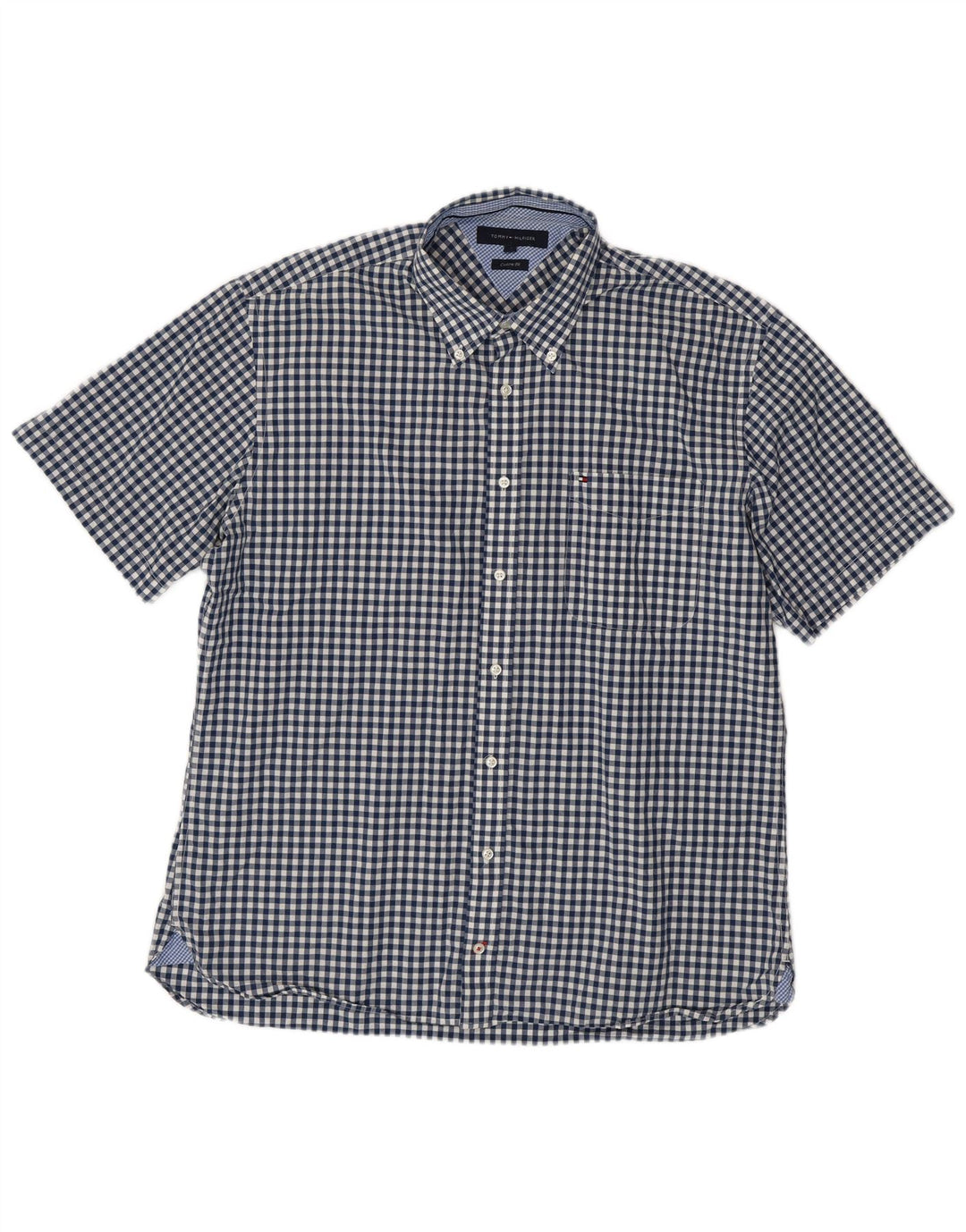 TOMMY HILFIGER Ανδρικό κοντομάνικο πουκάμισο XL Navy Blue Gingham
