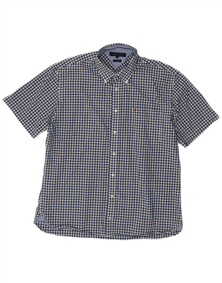 TOMMY HILFIGER Ανδρικό κοντομάνικο πουκάμισο XL Navy Blue Gingham
