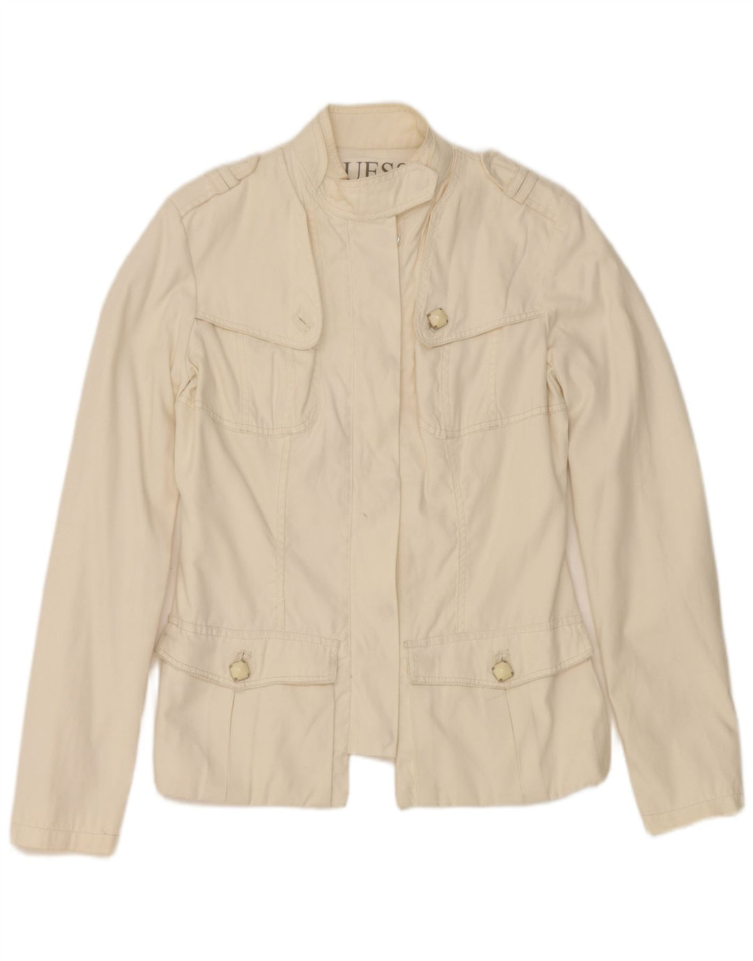 Guess Γυναικείο Military Jacket UK 14 Large Off White Nylon