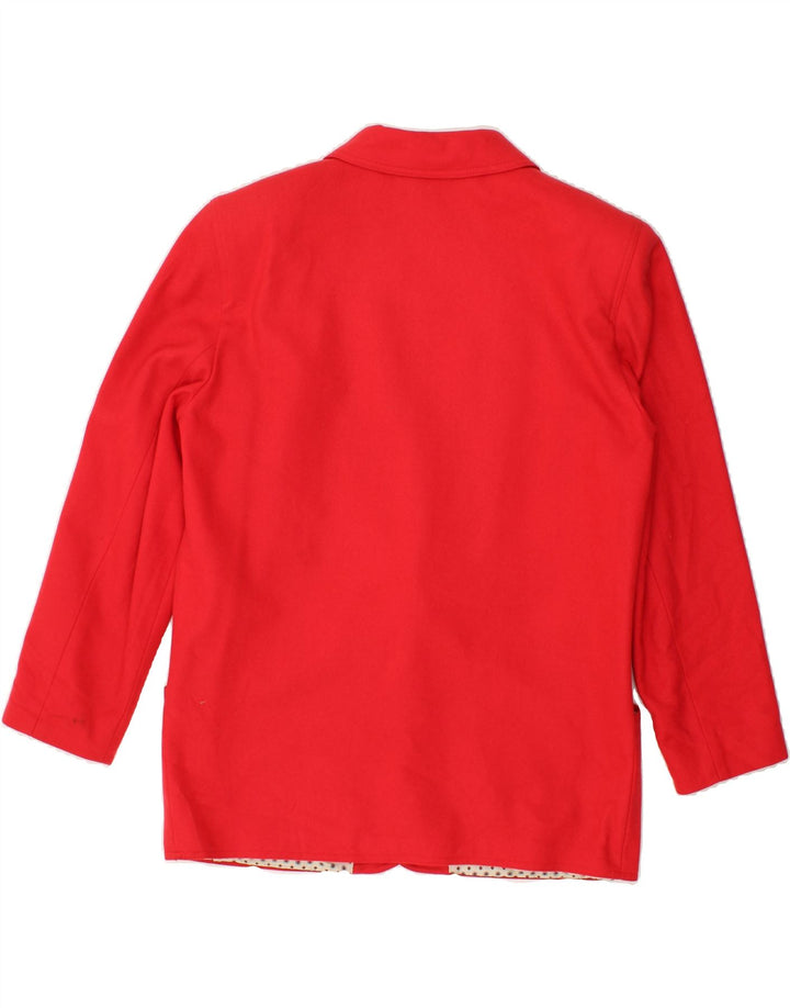 VINTAGE Womens 1 Button Blazer Jacket UK 12 Medium Red Wool Vintage Vintage and Second-Hand Vintage from Messina Hembry 