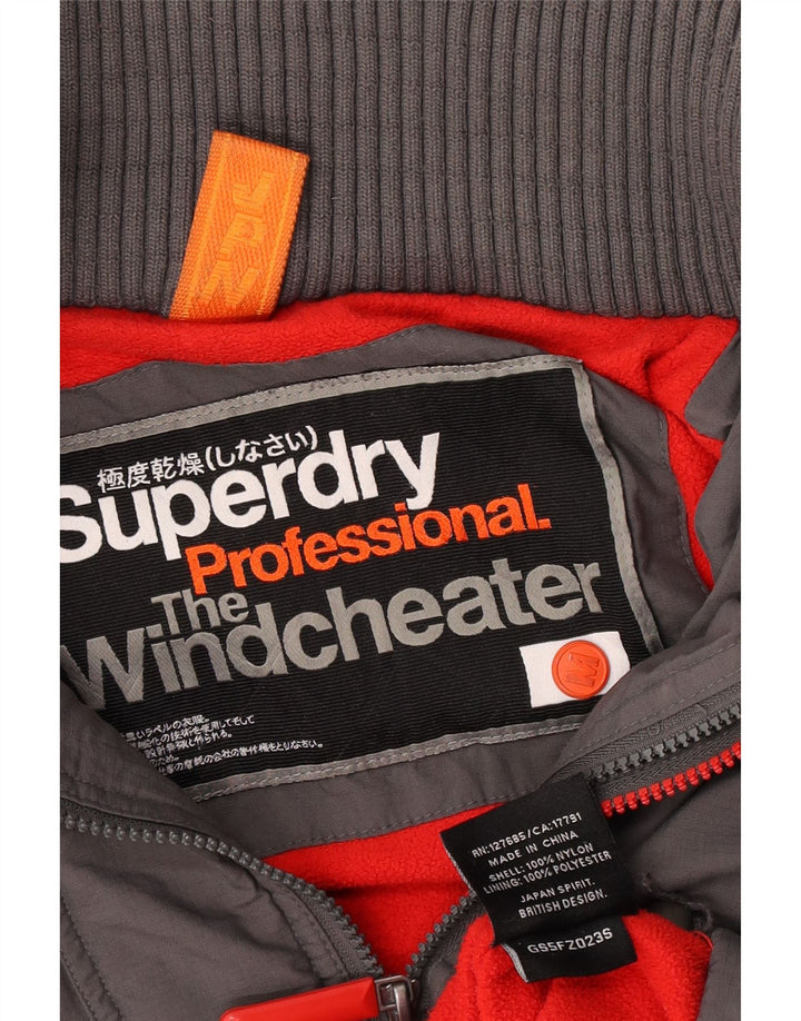 Superdry Womens The Windcheater Hooded Windbreaker Jacket UK 14 Medium Grey